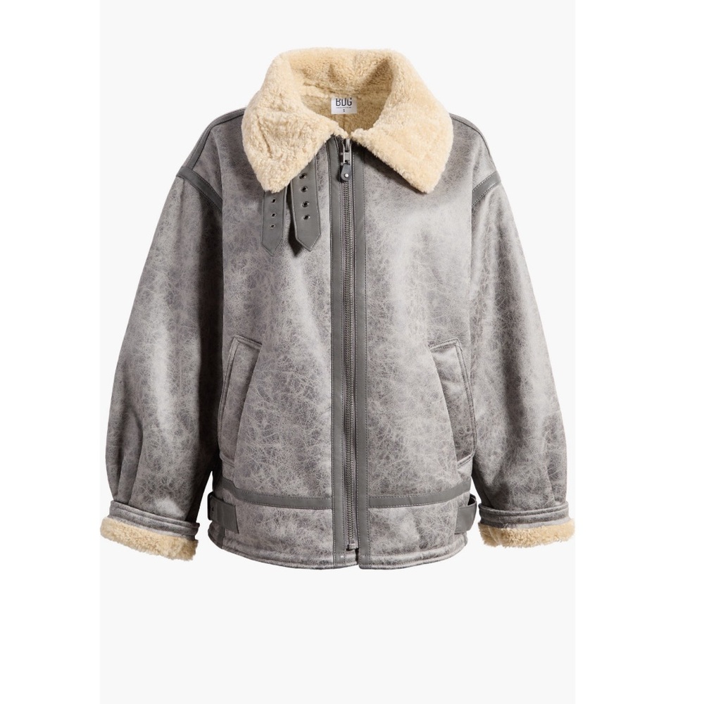 BDG urban outfitters faux fur leather jacket
